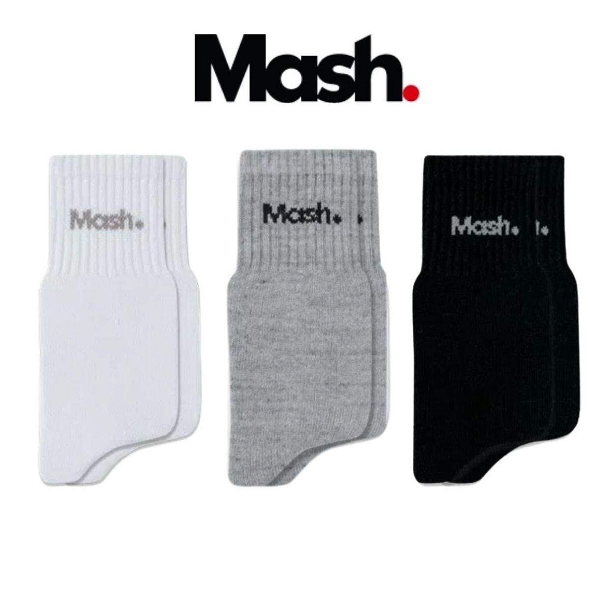 Kit 12 Pares Meias Mash Masculina 20205 Cano Medio Algodão