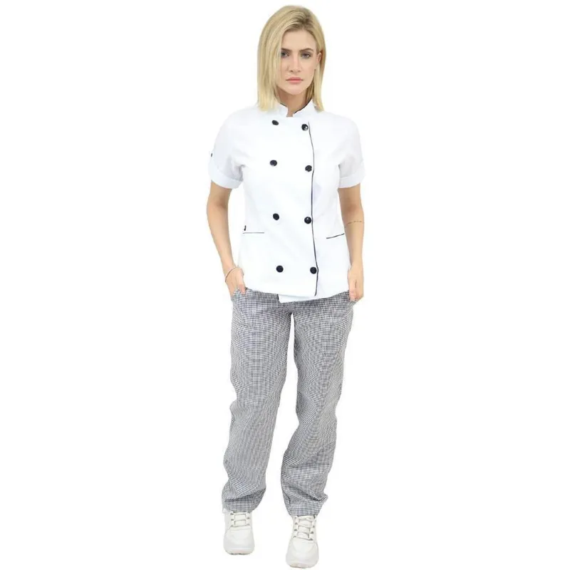 Calça Pied Poule Feminina - Calça Cozinheira