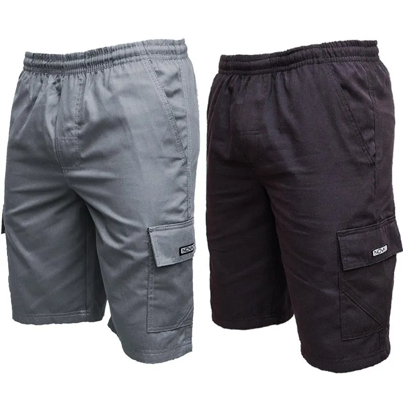 Kit 2 Bermudas Short Brim Cargo Sarja Elástico Cordão 5 Bolsos Masculino Uniforme