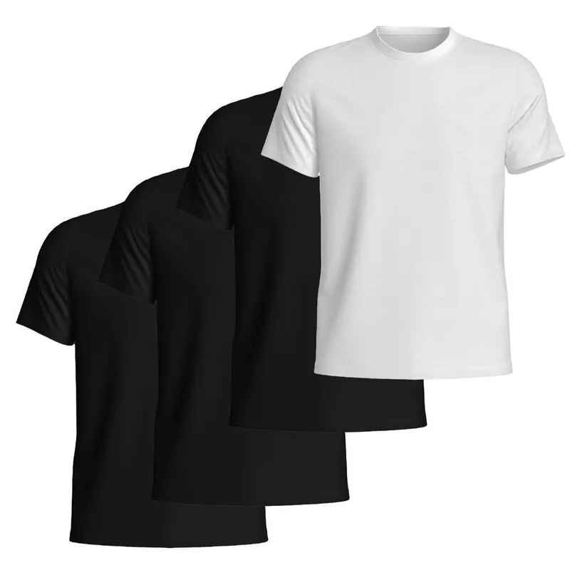 Kit 4 Camisetas Masculinas Básicas Algodão Manga Curta Casual Dia a Dia