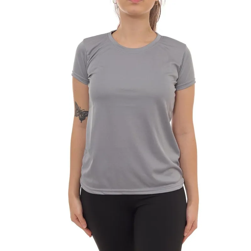 Camiseta Feminina Dry Lisa Básica Poliéster Academia Fitness