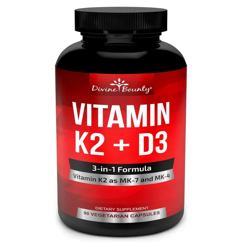 Suplemento de vitamina K2 (MK7 e MK4) Divine Bounty com D3