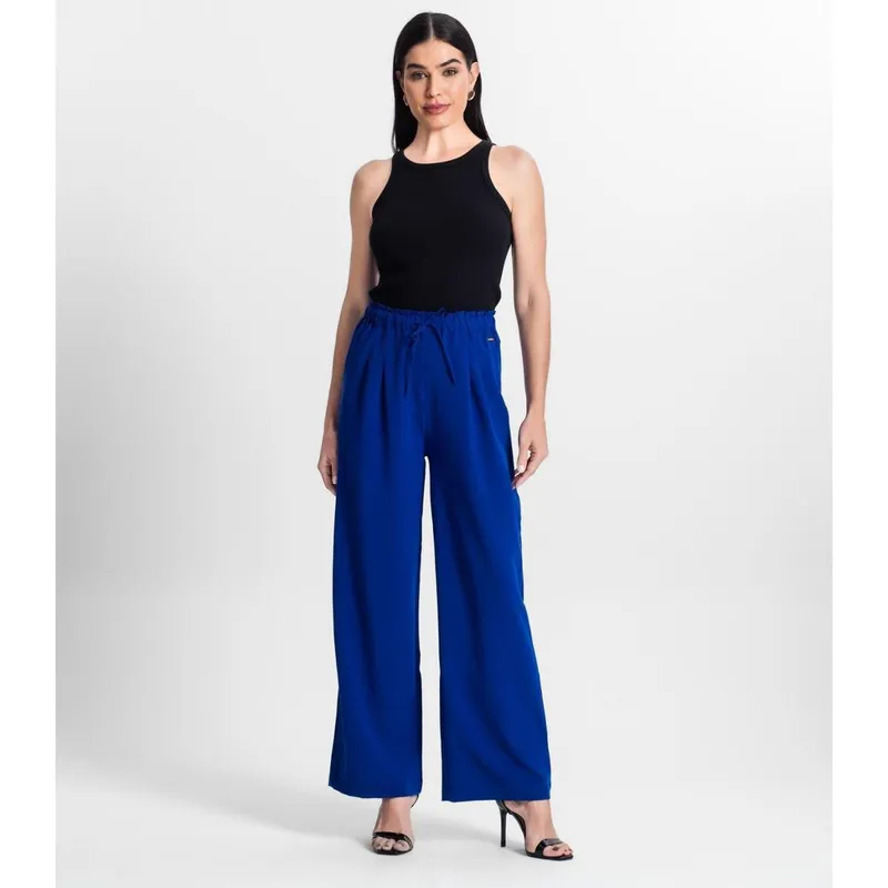 Calça De Viscose Rajada Feminina Endless Azul
