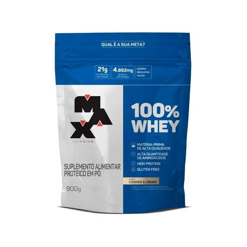 100% Whey Refil 900g Sabor Cookies & Cream - Max Titanium