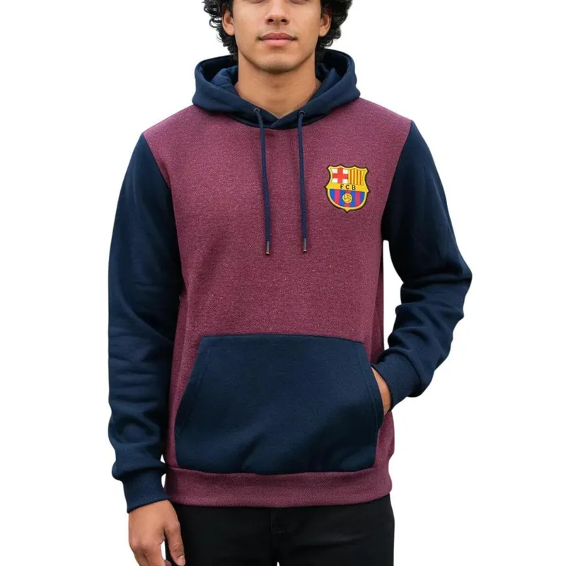 MOLETOM MASCULINO BARCELONA CANGURU VINHO / MARINHO