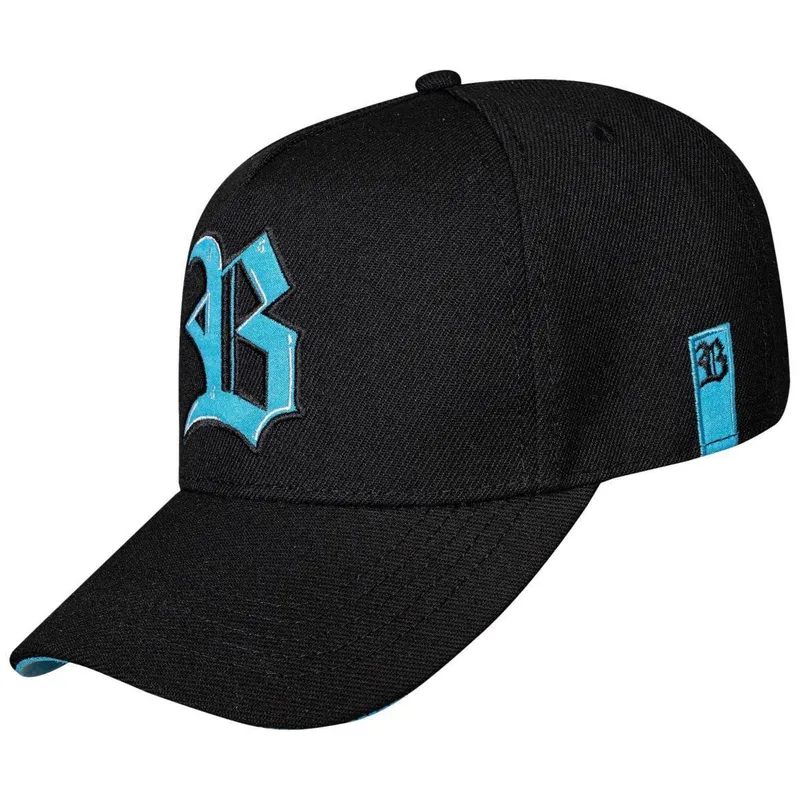 Bone Blck Original Snapback Preto Logo Azul Suede Masculino