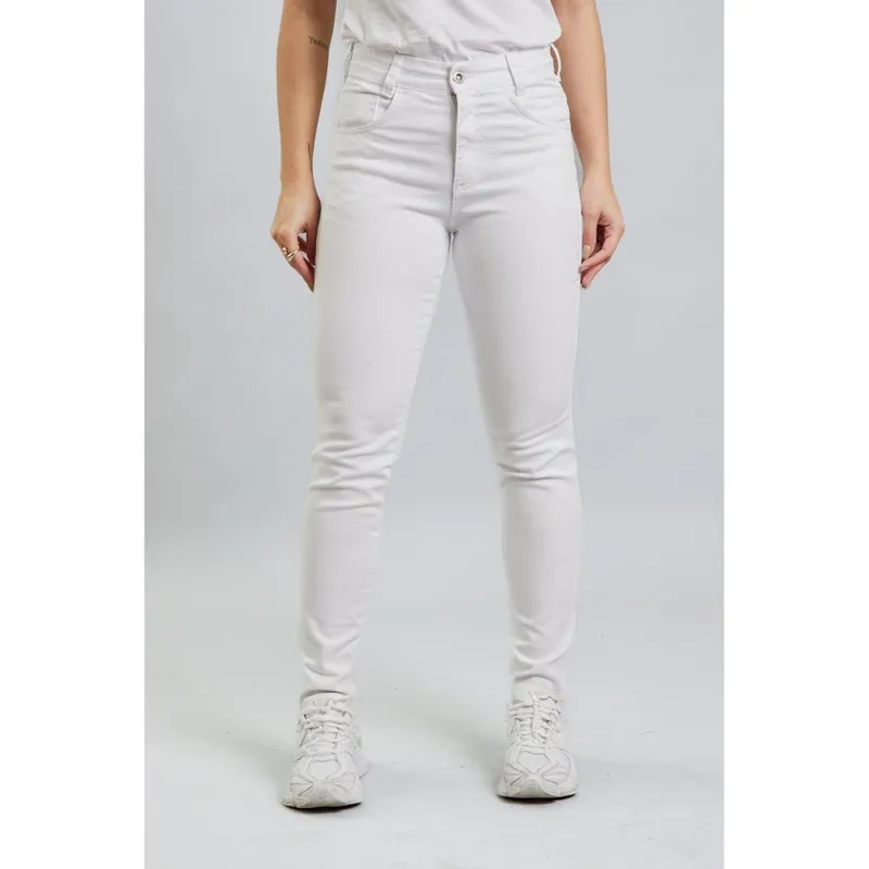Calça Sarja Branca Feminina Enfermagem Uniforme de Trabalho