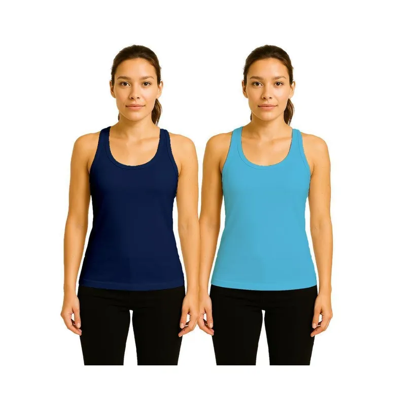 Kit 2 Camisetas Femininas FMF Regata Nadador Academia Fitness