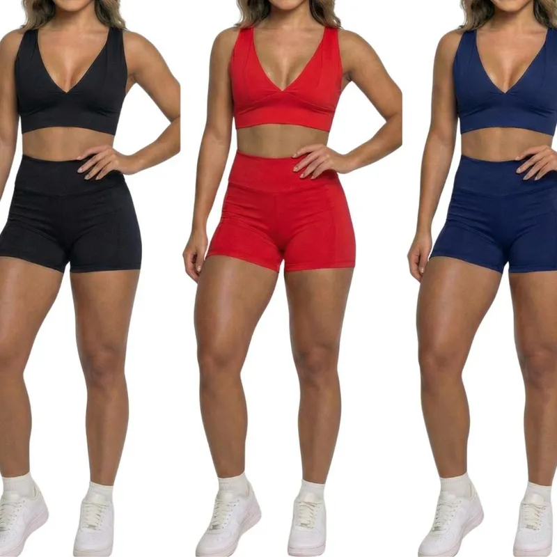 KIT 3 Short Suplex Liso Bella Fiore Roupa Para Academia Treino Verão Fitness Feminina Musculação