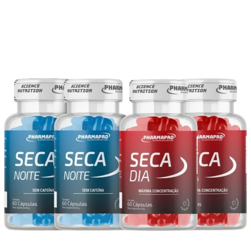 Kit Pharmapro Seca Dia e Seca Noite 4 Frascos com 60 Cápsulas Cada Suplemento Alimentar