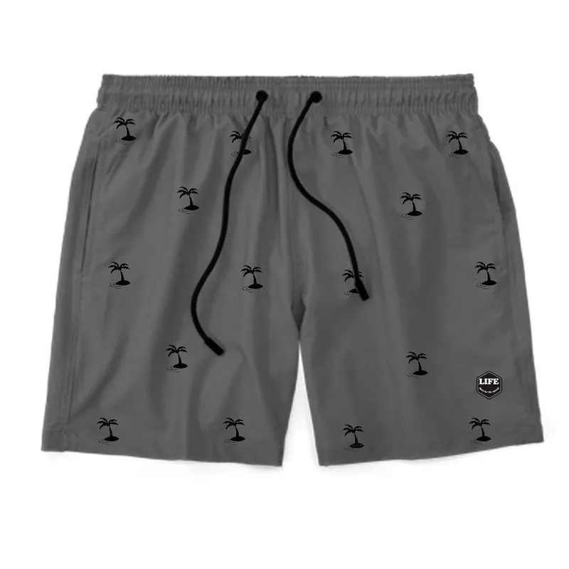 Shorts Bermuda Estampado Masculino Mauricinho Tactel- Cinza