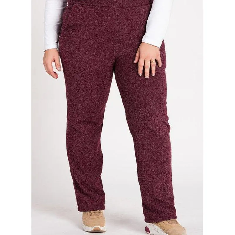 Calça Feminina Plus Size Bouclê Cós Elástico Bolsos Frente - Serena