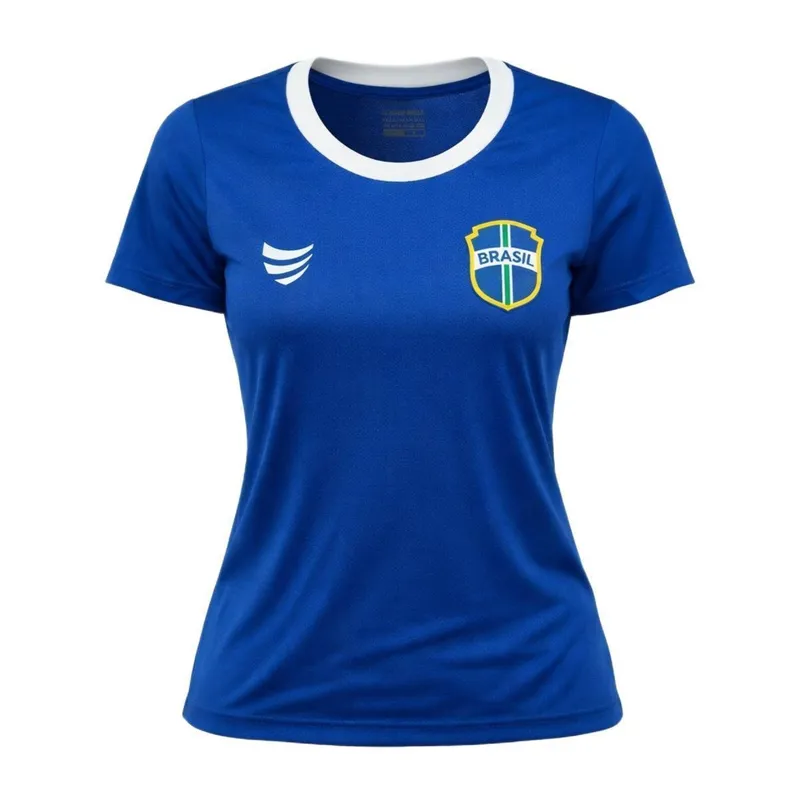 Camisa Brasil Super Bolla Escudo Clássico Azul - Feminino
