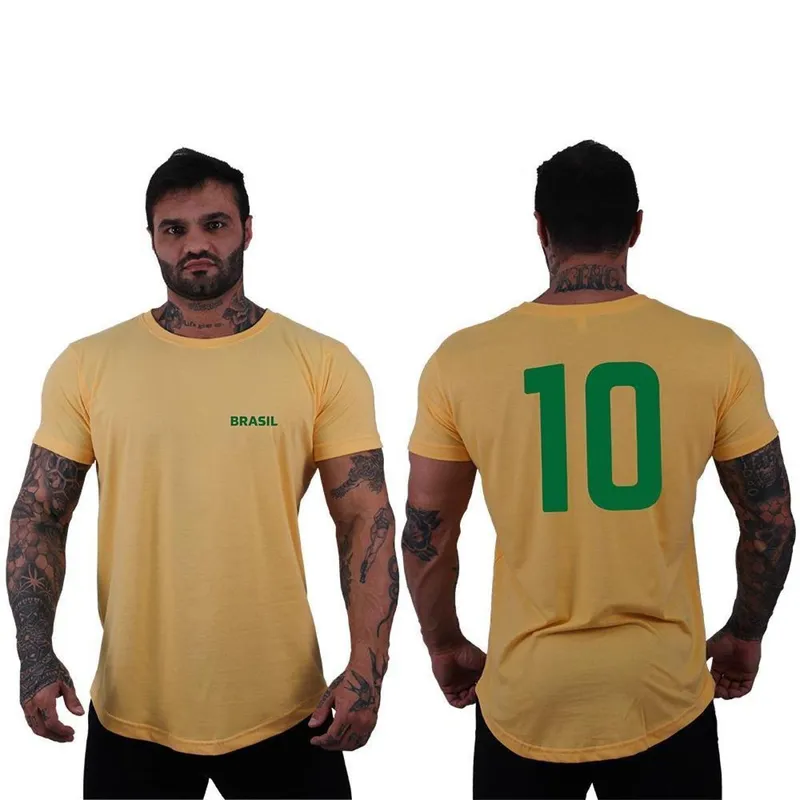Camiseta Longline Manga Curta Alto Conceito Estampa Brasil