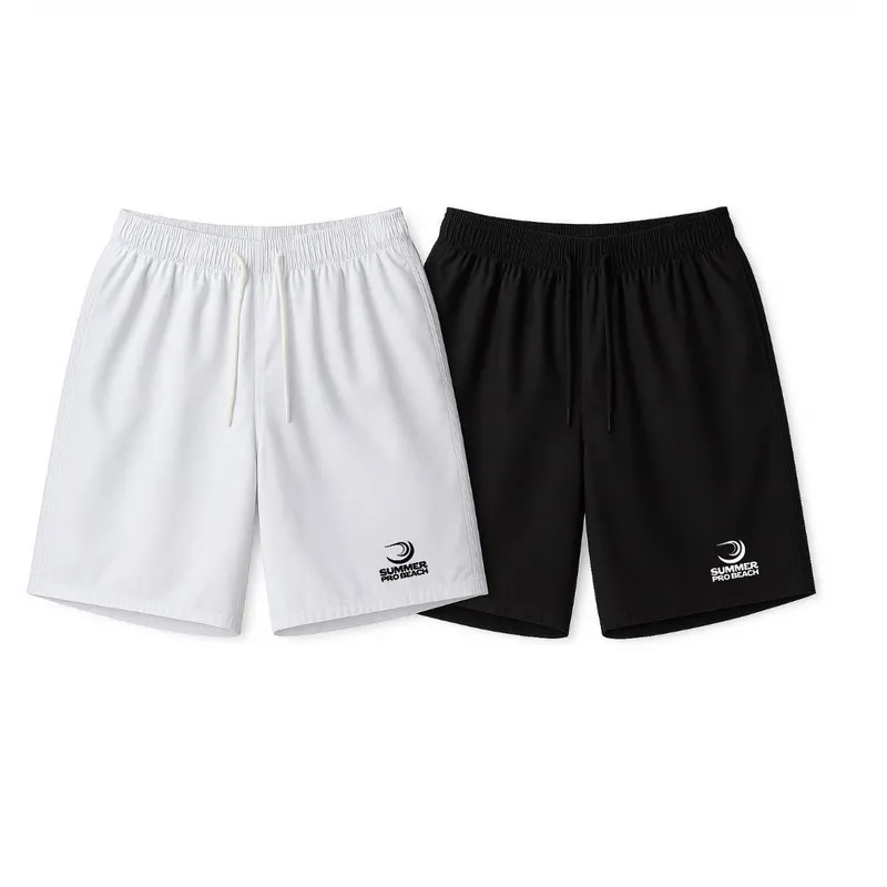 2X Shorts Summer Pro Masculino PRETO + BRANCO em Elastano com Bolsos