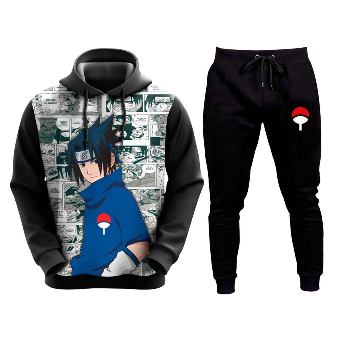 Kit Conjunto De Moletom Blusa E Calça Narutoo Anime Escolha Personagem