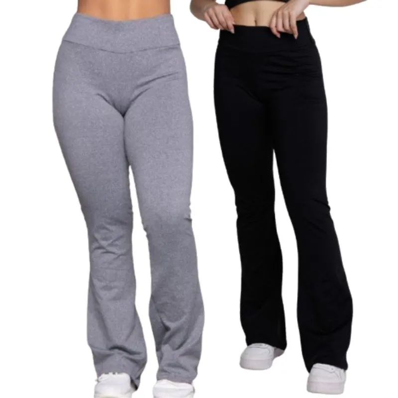 Calça Legging Bailarina Flare Serra e Mar Kit com duas cores Cós Alto Boca de Sino Moda Fitness