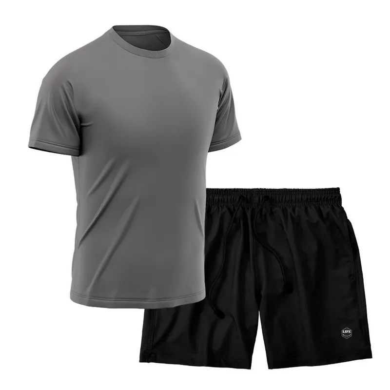 Kit Camiseta Academia + Bermuda Mauricinho- Cinza