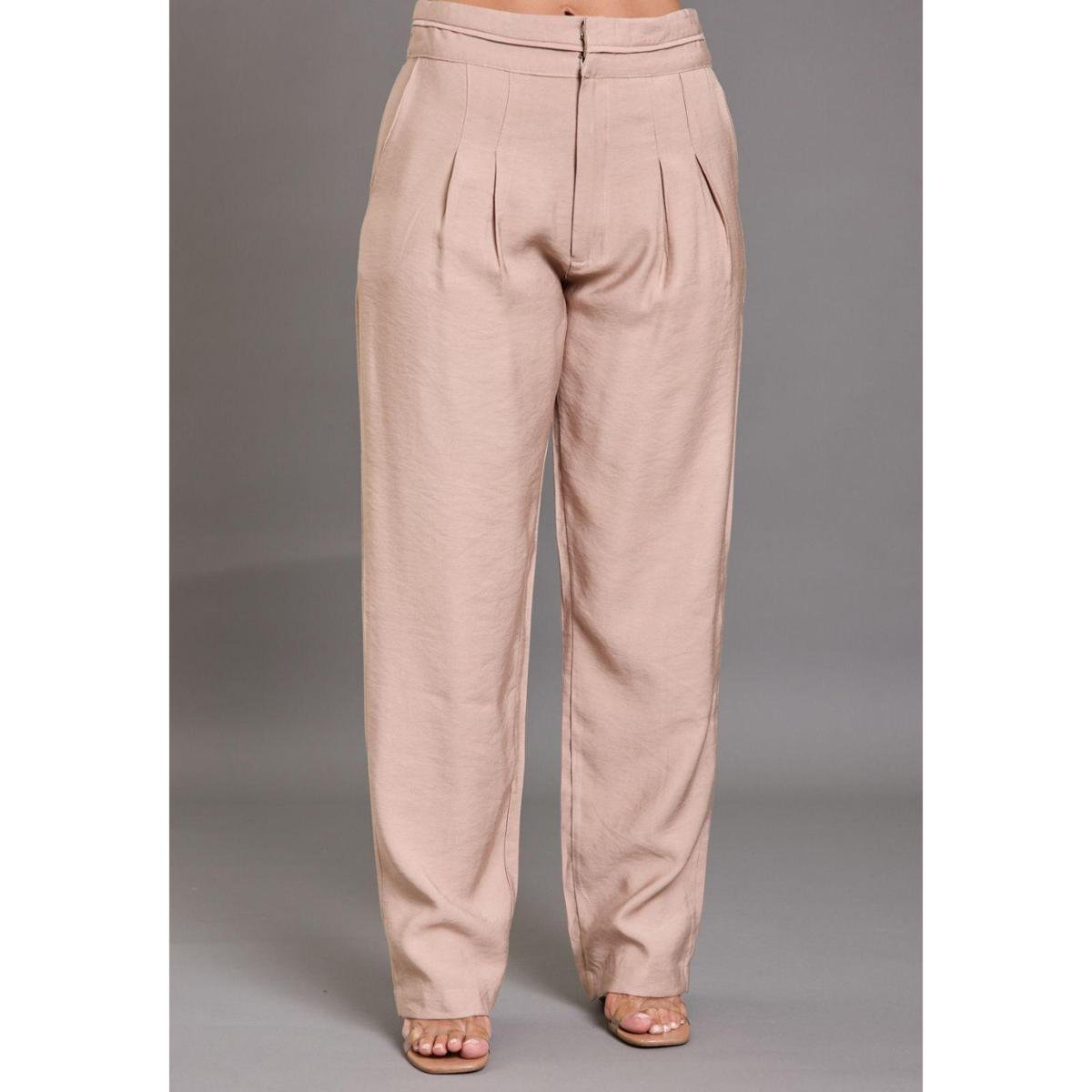 Calça Pantalona Feminina com Pregas em Viscose Cor:;Tamanho:G;Idade:Adulto;Genero:Feminino