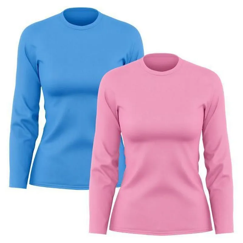Kit 2 Camisetas Femininas Manga Longa Dry Proteção Uv