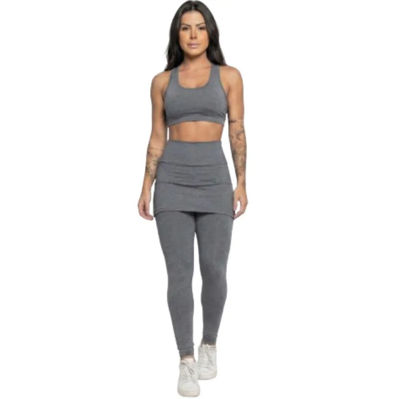 Calça Legging Com Saia Bella Fiore Academia Tapa Bumbum Treino Suplex Moda Fitness Musculação