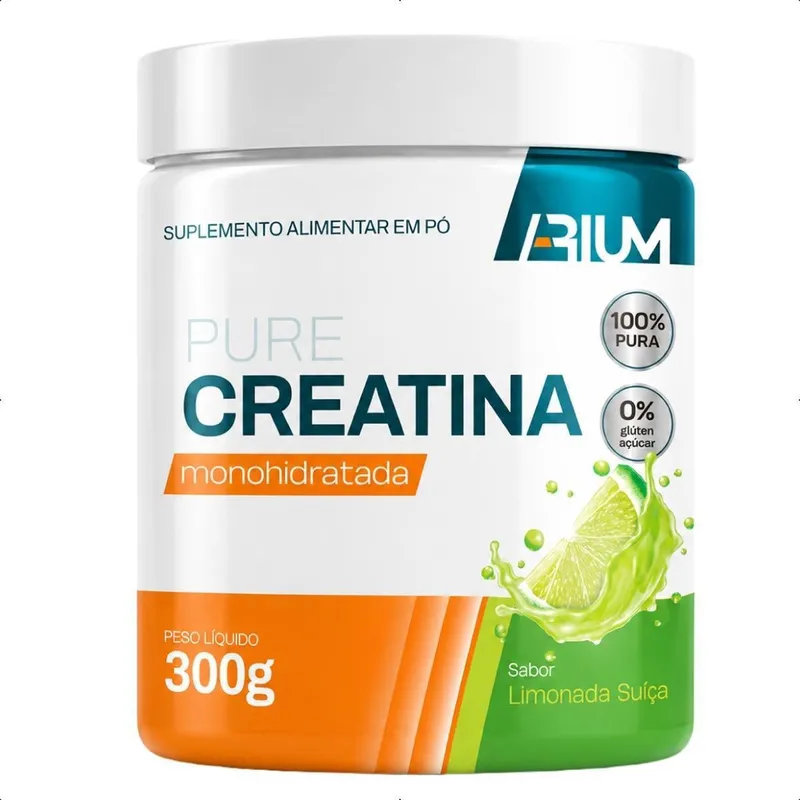 Creatina Suplemento Monohidratada em Pó Sabor Limão Arium 300g