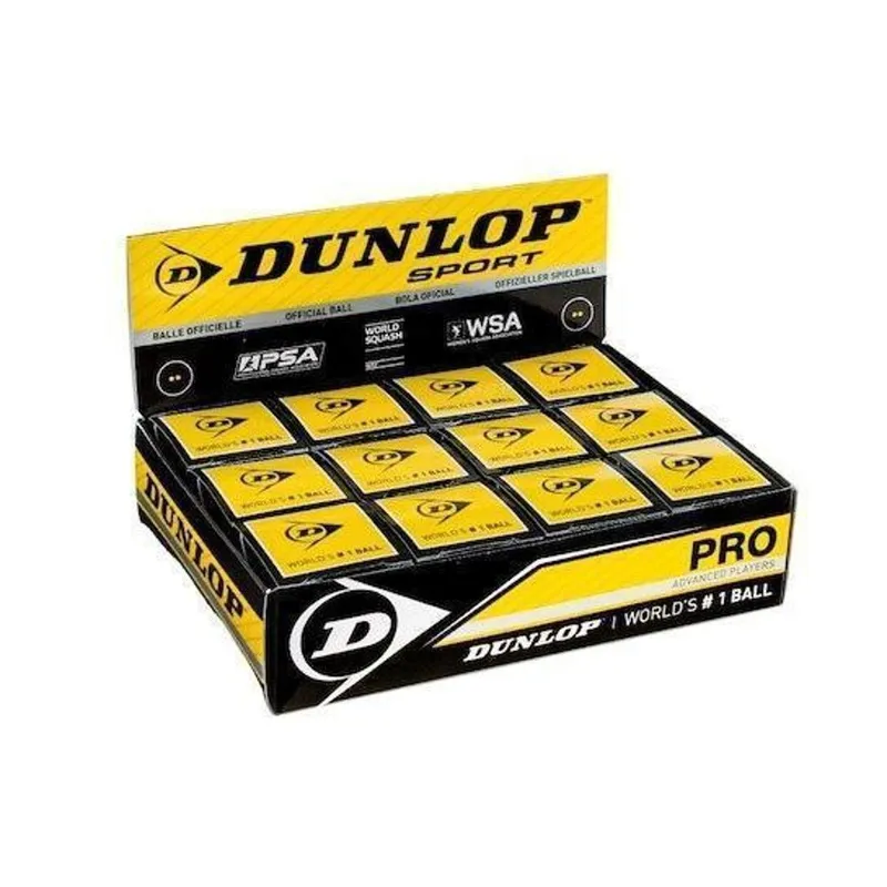 Bola de Squash Dunlop Revelation Pro XX (2 pontos amarelos - Caixa c/12 un.)