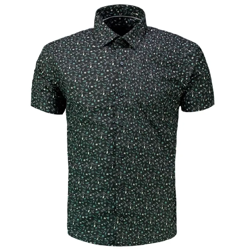 Camisa Manga Curta Florida Slim Masculina Ogochi 001420011 Preta