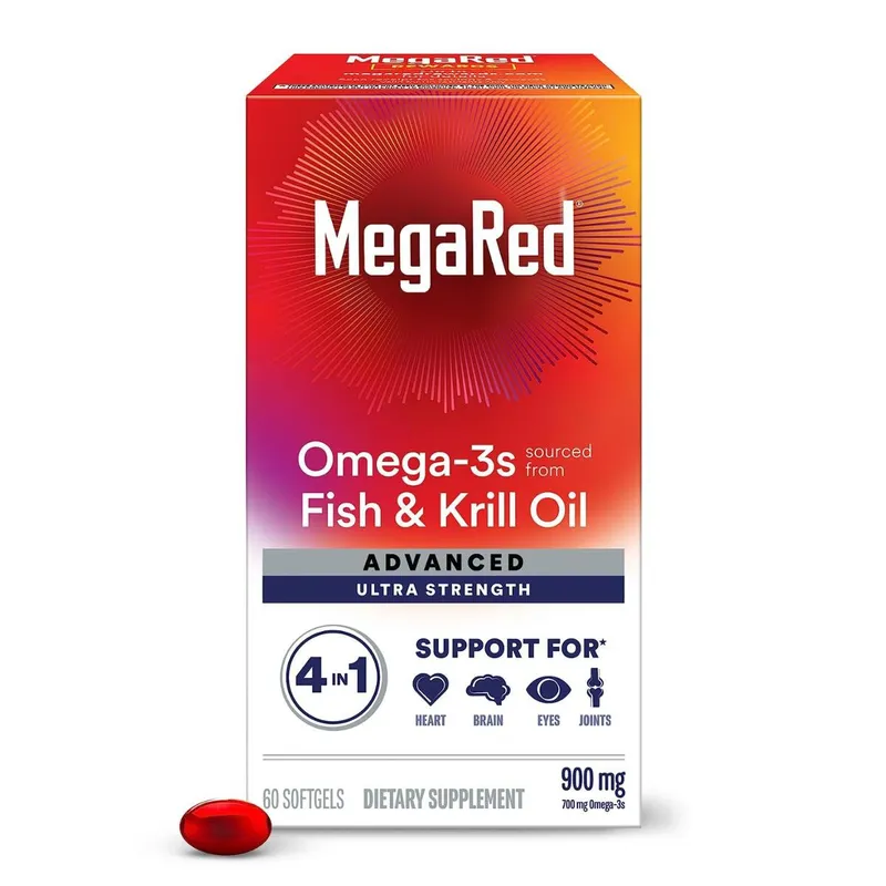 Suplemento Óleo de Peixe MegaRed + Óleo de Krill 900 mg Omega 3 60 Cápsulas Gelatinosas