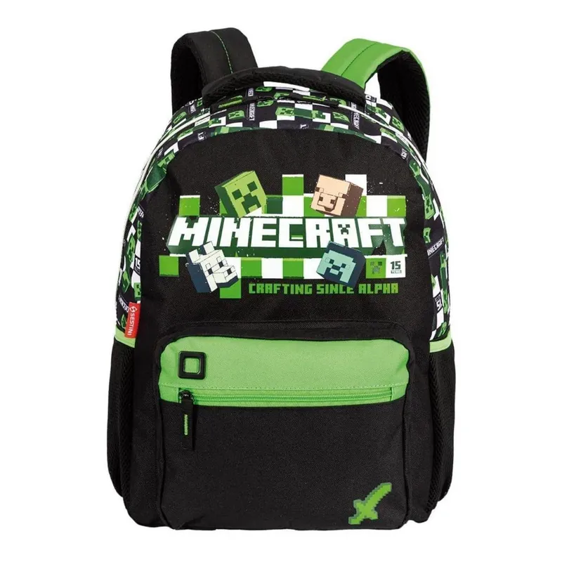 Mochila Escolar Menino Bolsa Juvenil Original Minecraft