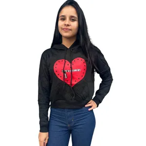 Blusa Moletom Feminina Cropped Com Capuz Premium
