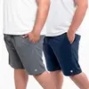 Kit 2 Bermuda Masculina Short Plus Size Tactel Premium com Elastano - Preto+Azul - G1