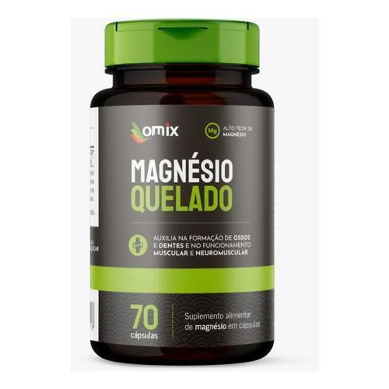 Omix Magnésio Quelado, 70 Cápsulas, Suplemento Alimentar para Ossos e Músculos