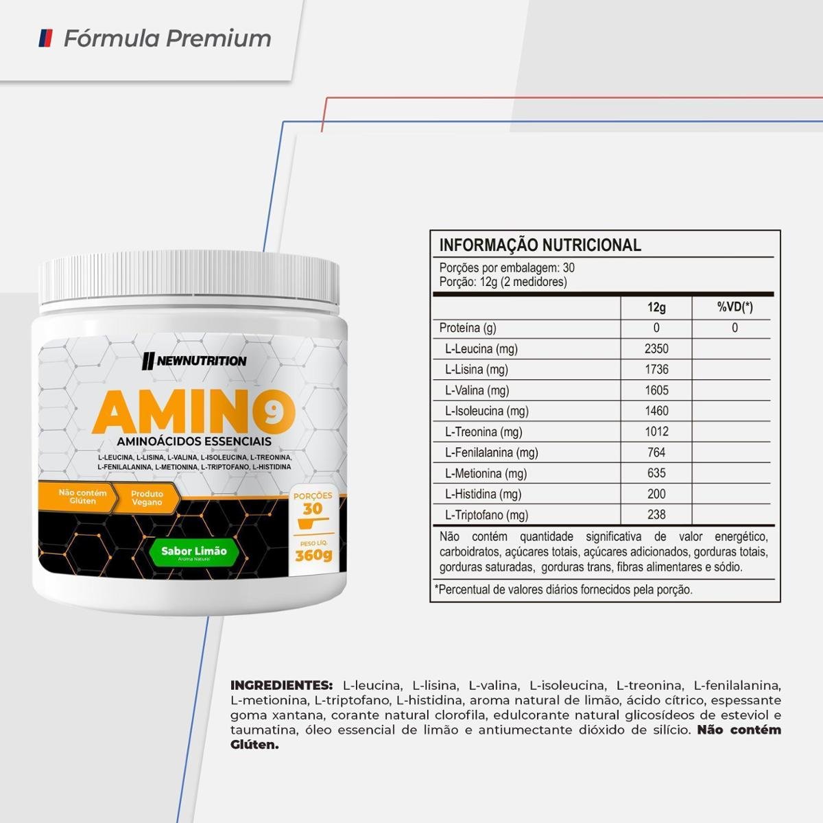 Amino9 360g Sabor Limão Aminoácidos Essenciais