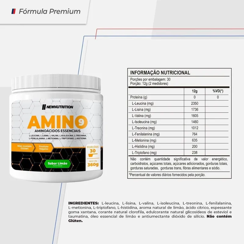 Amino9 360g Sabor Limão Aminoácidos Essenciais