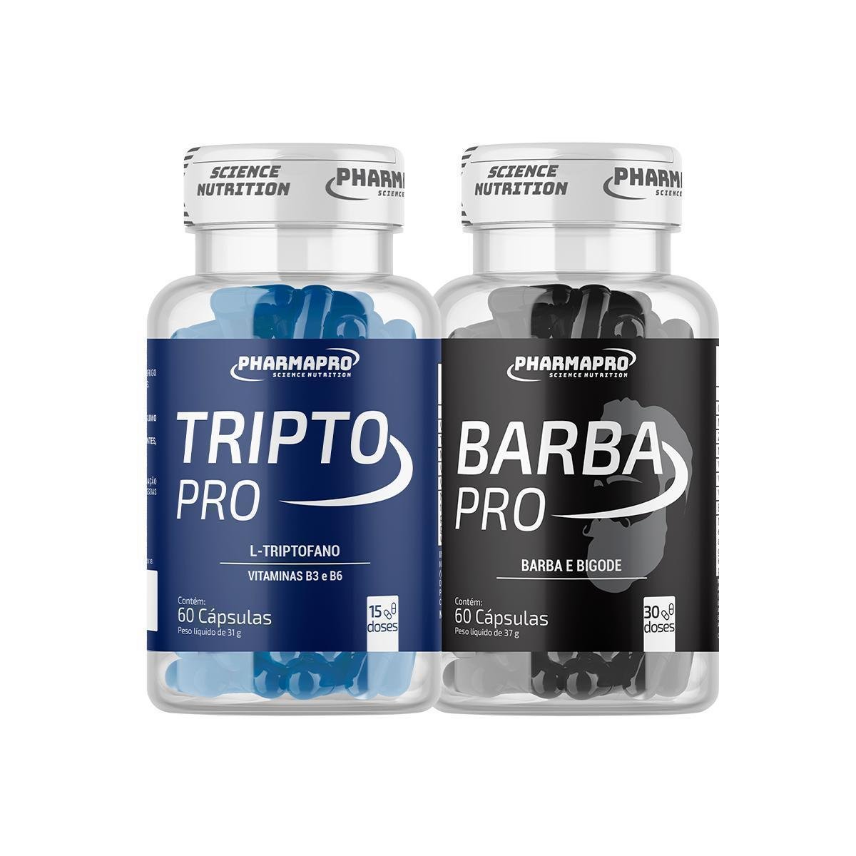 Kit Barba Pro Tripto Pro Pharmapro – Suplemento Vitamínico 120 Cápsulas