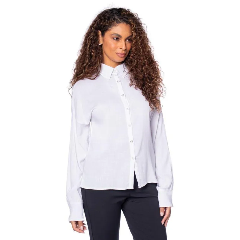Camisa Feminina Giraffe Manga Longa Viscose Branco