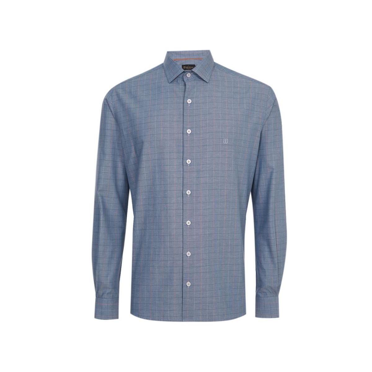 Camisa Individual Comfort Fit Xadrez Azul Medio Tam. 02