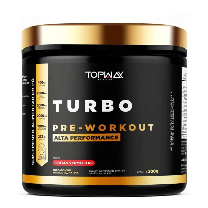 Suplemento pré treino turbo topway 300g frutas vermelhas