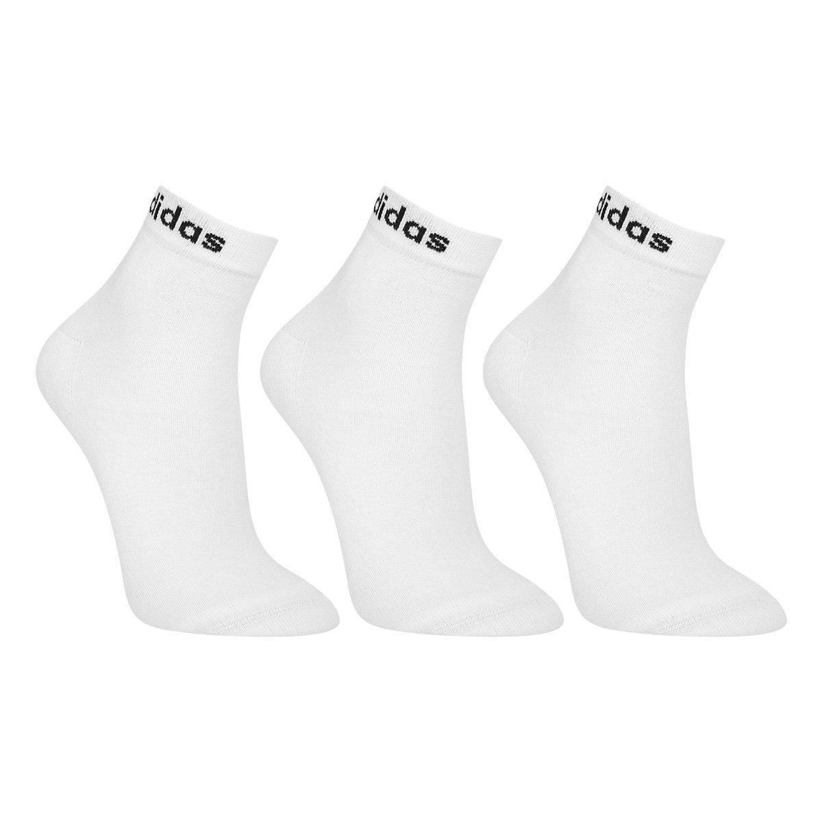 Kit Meia Adidas Cano Baixo Logo Linear c/ 3 Pares
