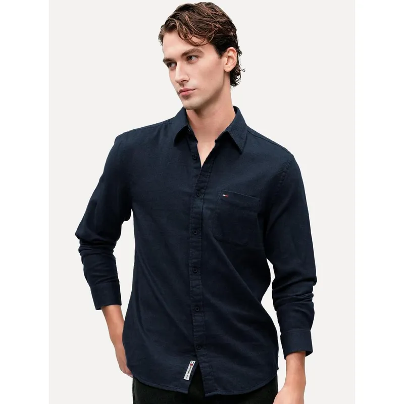 Camisa Tommy Jeans Masculina Regular Flannel Pocket Azul Marinho