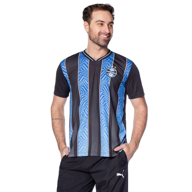 Camiseta Masculina Betel Grêmio Tricolor Azul/Preto