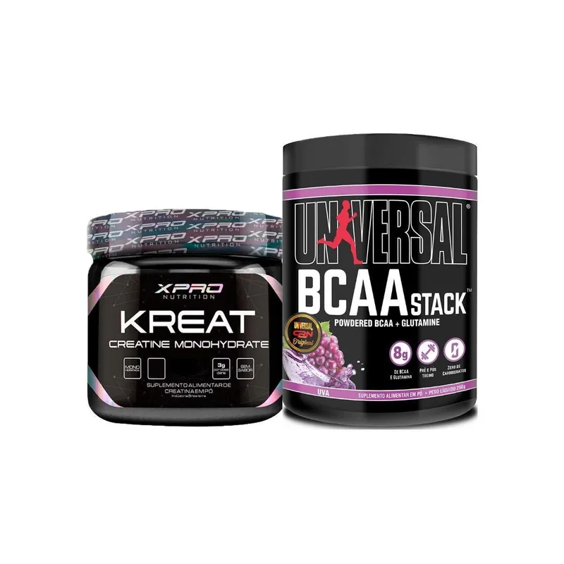 Kit Creatina Monohidratada 300g Xpro + BCAA Stack 250g - Universal