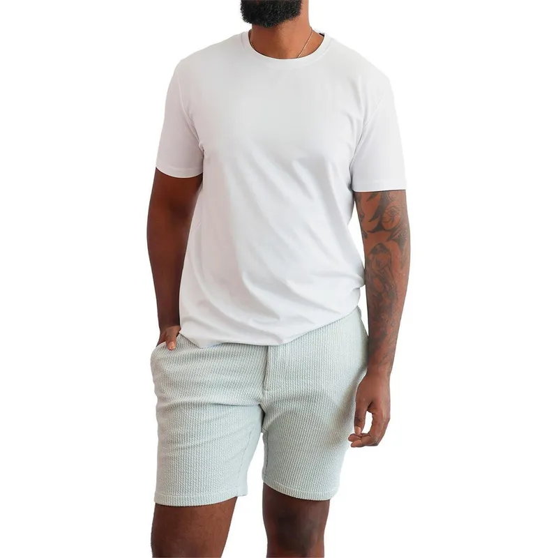 Camiseta Masculina Careca Básica Não Amassa Elastano Pacific Blue