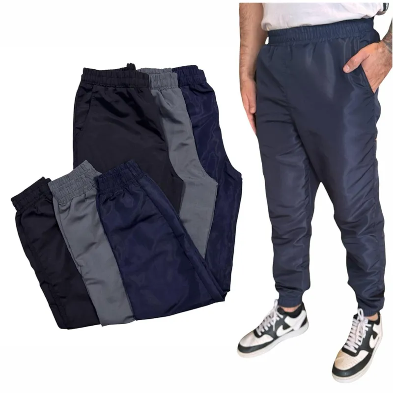 KIT CALÇA DE TACTEL COM ELASTICO NO CÓS E NA BARRA