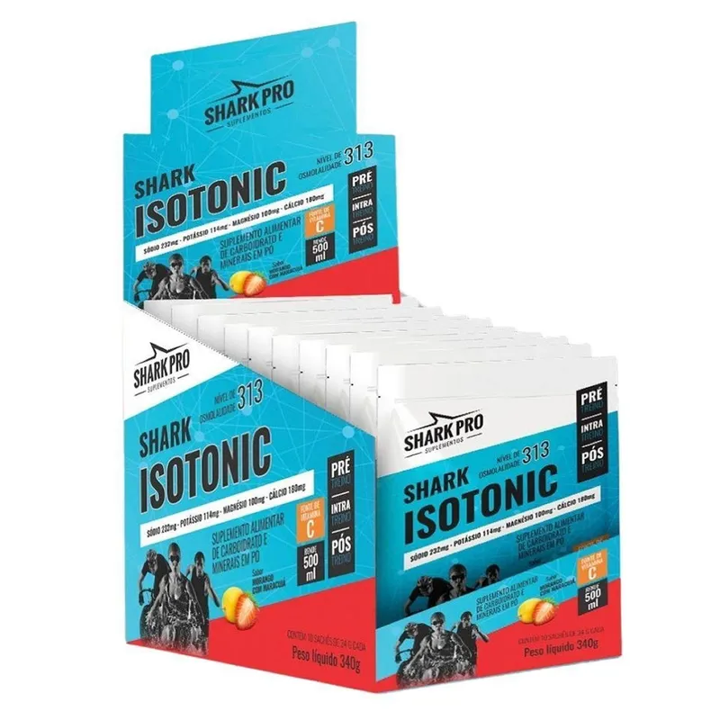 Shark Isotonico - 10 Sachês 34g Morango com Maracujá - Shark Pro