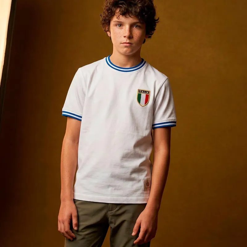 Camisa Itália Branca Retrô Infantil Juvenil Unissex