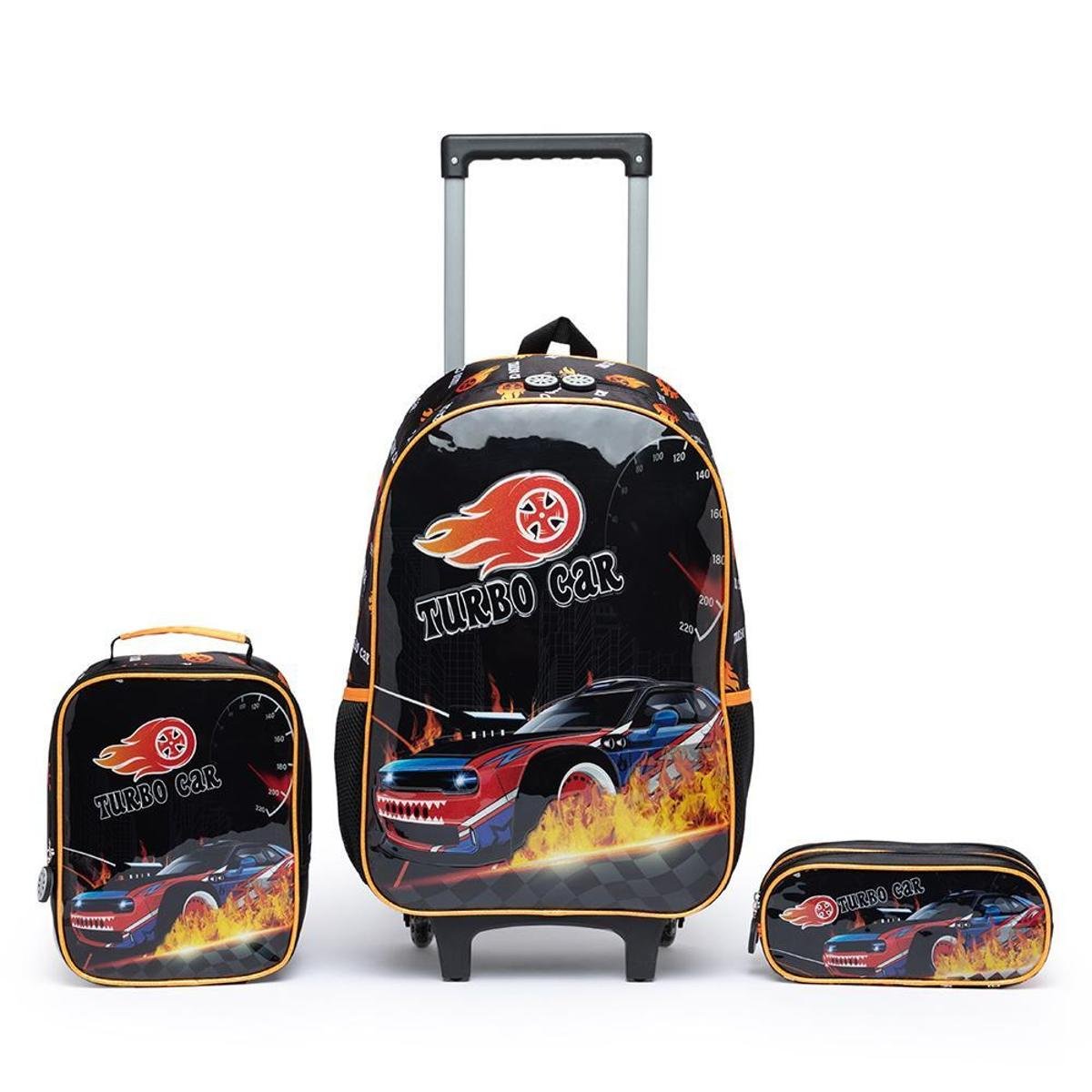 Kit de Mochila Escolar Personalizada de Rodinha Infantil com Estojo e Lancheira