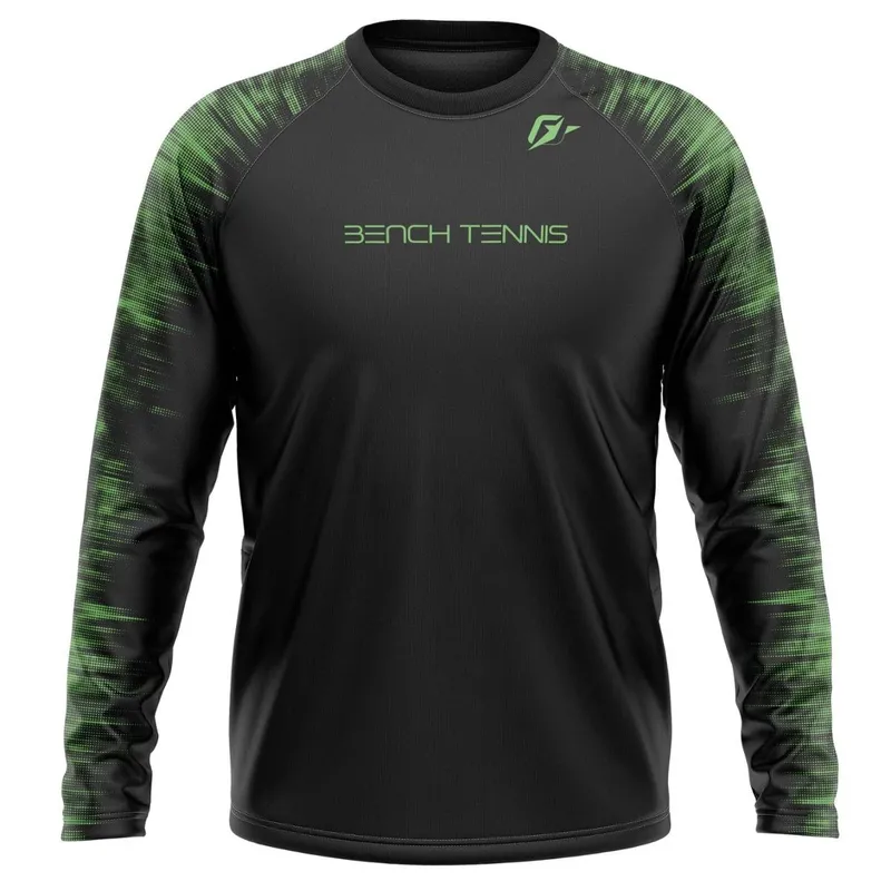Camiseta Manga Longa Unissex Beach Tennis Tecnodots Preto Verde