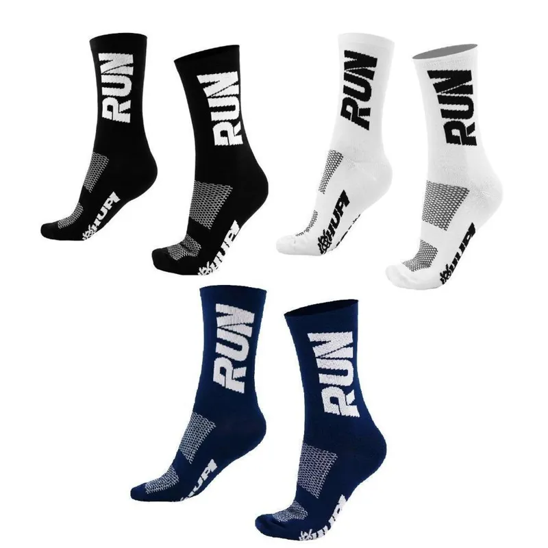 Kit 03 Pares Meia Corrida HUPI Run Preto Branco e Azul